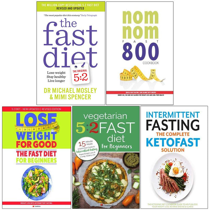 Fast diet, nom nom fast 800,fast diet s, vegetarian 5 2 , complete 5 books collection set - The Book Bundle