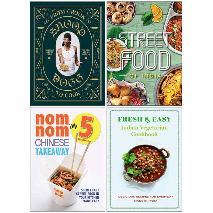 From Crook to Cook[Hardcover], Fresh & Easy Indian Street Food, Nom Nom Chinese Takeaway In 5 Ingredients, Fresh & Easy Indian Vegetarian Cookbook 4 Books Collection Set - The Book Bundle