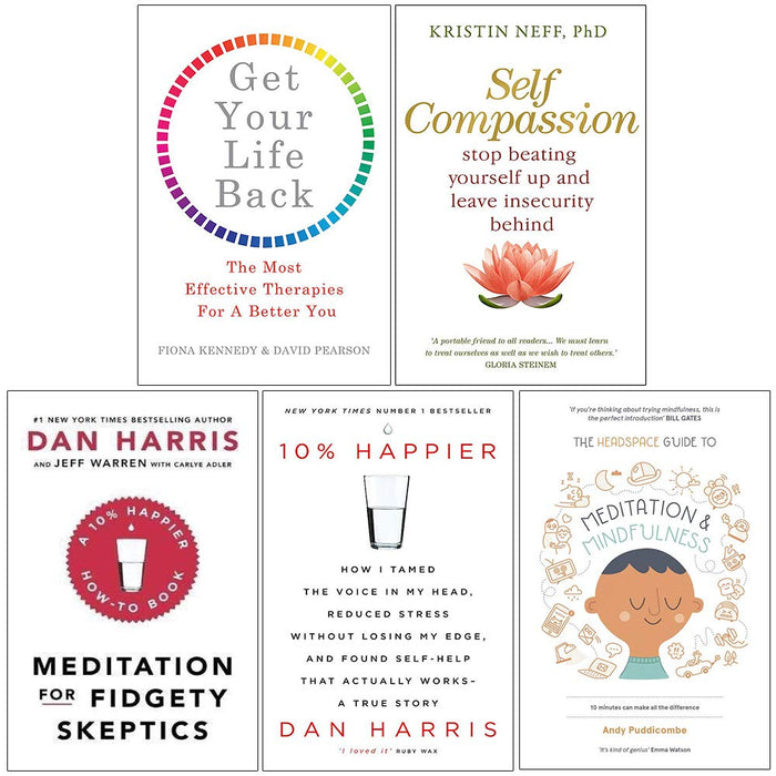 Get, Self Compassion, Meditation, 10% Happier, The Headspace  & Meditation 5 Books Collection Set - The Book Bundle