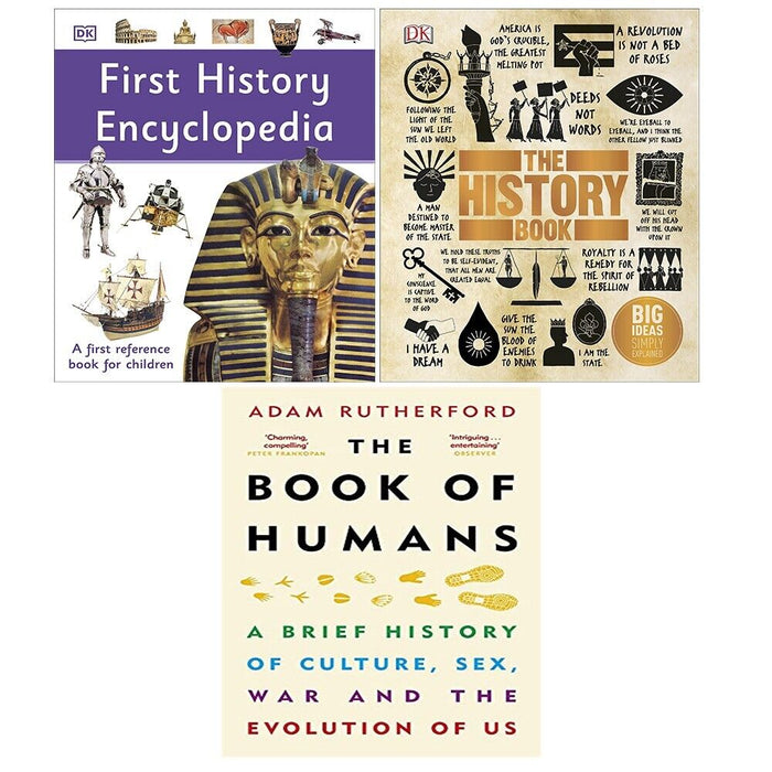 History Book DK, Book of Humans, First History Encyclopedia 3 Books Set - The Book Bundle