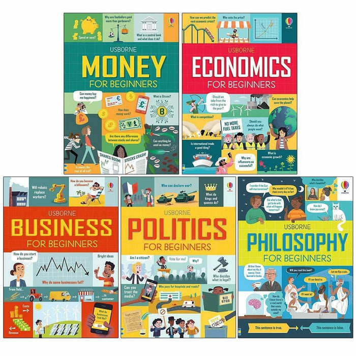 Usborne Big Subject for Beginners 5 Books Collection Box Set (Money,  Economics, Business, Politics & Philosophy)