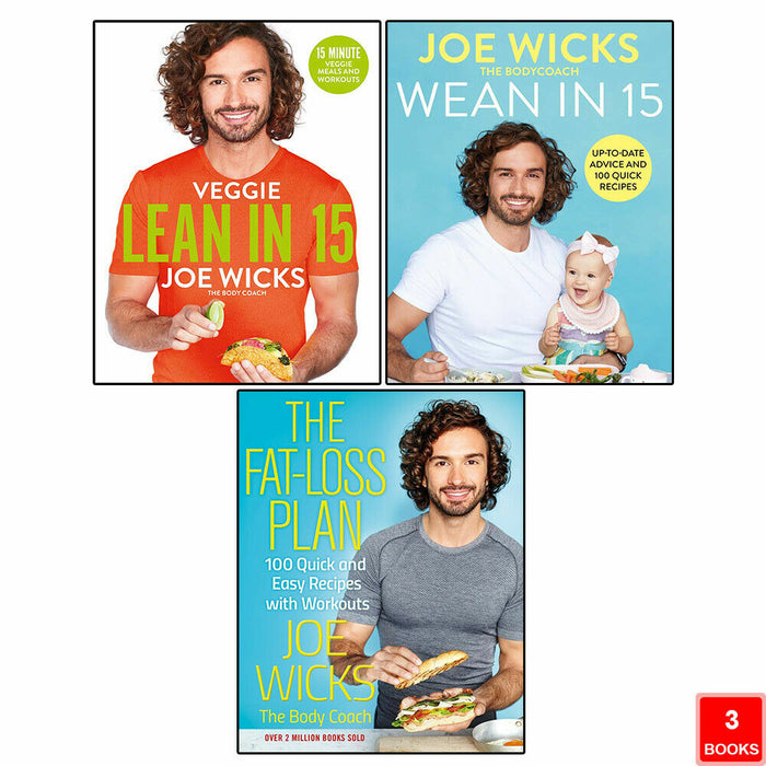 Joe Wicks 3 Books Collection Set (Veggie Lean, Wean in 15 & The Fat-Loss Plan) - The Book Bundle